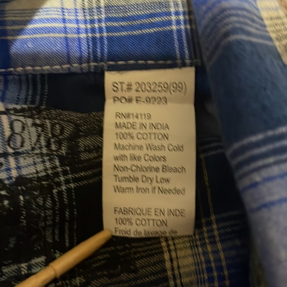 Ely 1878 Blue Pearl Snap Button Front Mens XL Blue Plaid Thick Stitching Graphic - Picture 8 of 11